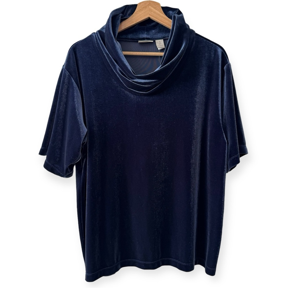 Chico’s Velvet Cowl Neck Short Sleeve Top Medium NWT